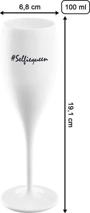 Immagine prodotto Koziol Bicchiere da champagne da 100 ml con stampa CHEERS No. 1 SELFIEQUEEN (10 cl, 1 Occhiali, Bicchieri da champagne)