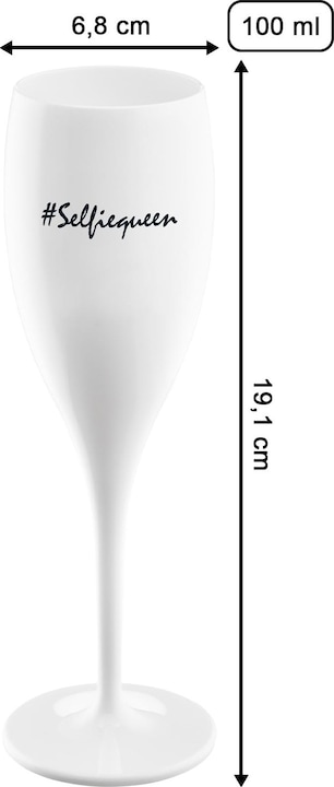 Produktbild Koziol Sektglas 100 ml mit Druck CHEERS No. 1 SELFIEQUEEN (10 cl, 1 Gläser, Sektgläser)