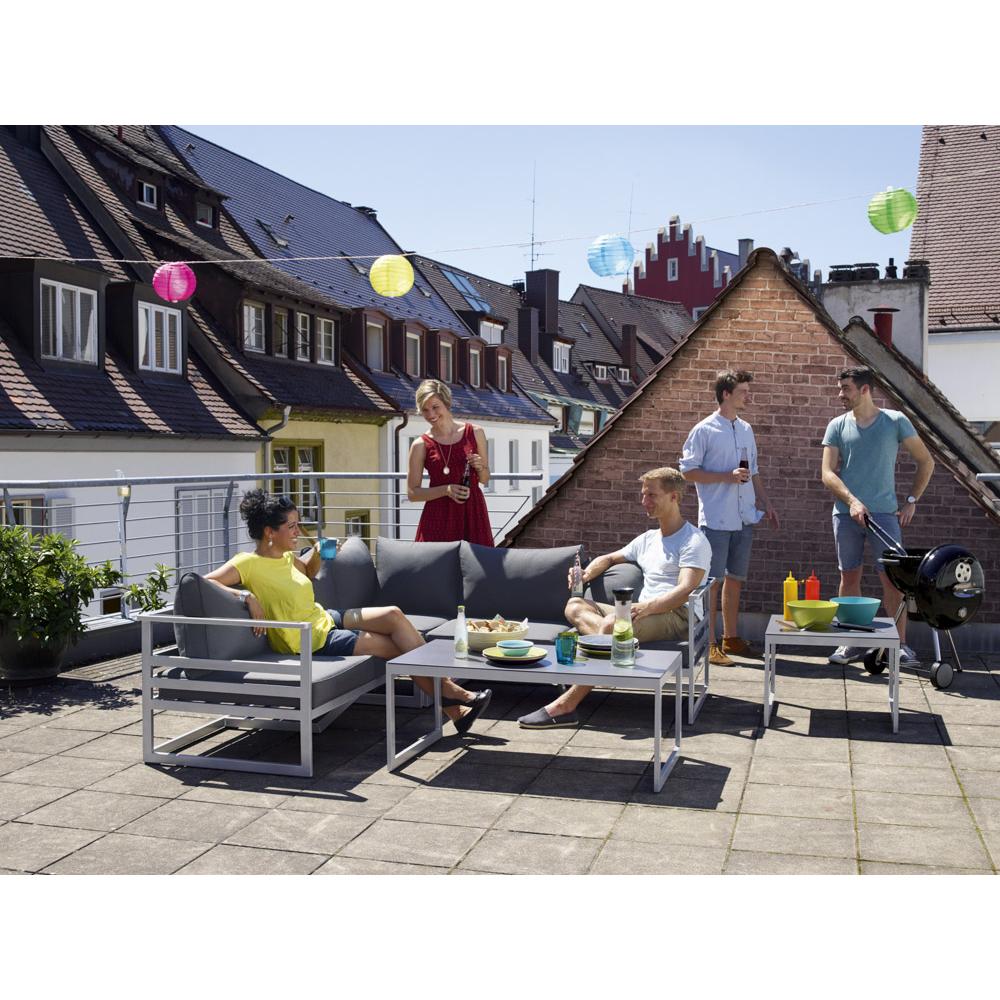 Thumbnail - Sieger, Gartenbeistelltisch + Gartenservierwagen, Loungetisch mit Glasplatte 60x60x44 cm
