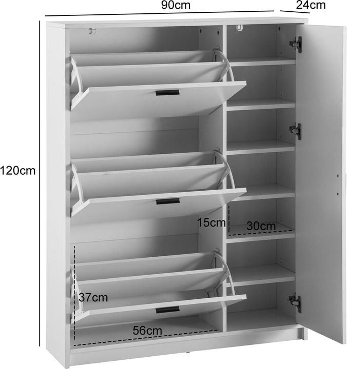 Produktbild Wohnling Weiss (90 x 24 x 120 cm)