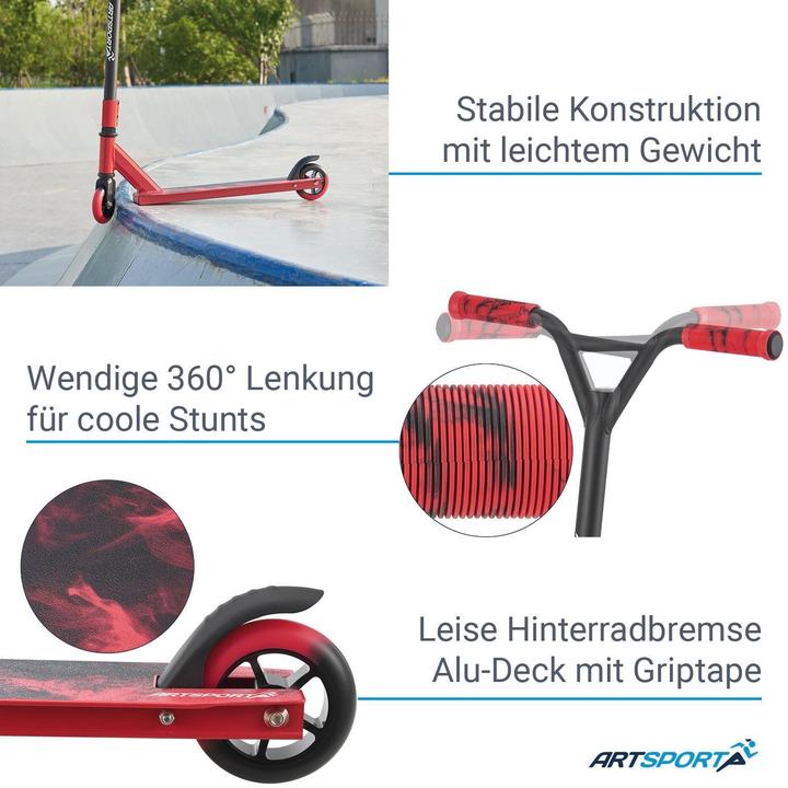 Produktbild Juskys Stunt Scooter mit 360° Lenkung