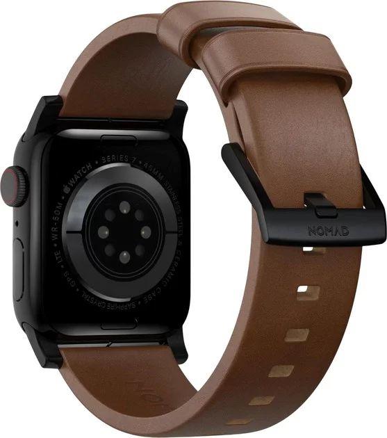 Immagine prodotto Nomad Modernes Band für AW 46mm/49 mm braune Lederschwarze Hardware (Cuoio)
