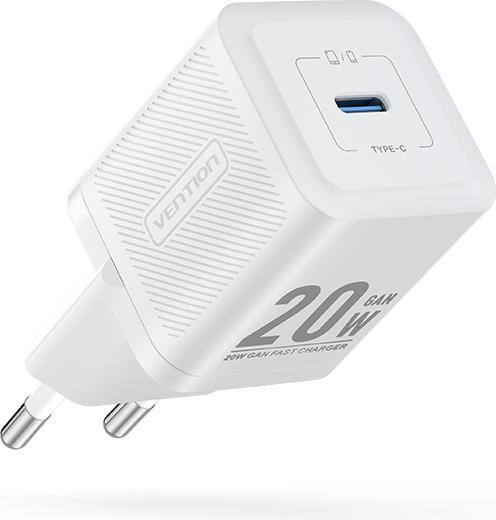 Produktbild Vention Wall charger,, FEPW0-EU, USB-C, 20W, GaN (white) (20 W, 1 Port)