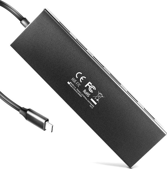 Image du produit Axagon HUE-F7A 7x USB 3.2 Gen 1 Aluminium Flat Hub, câble USB-C de 30 cm (USB-C, 7 ports)