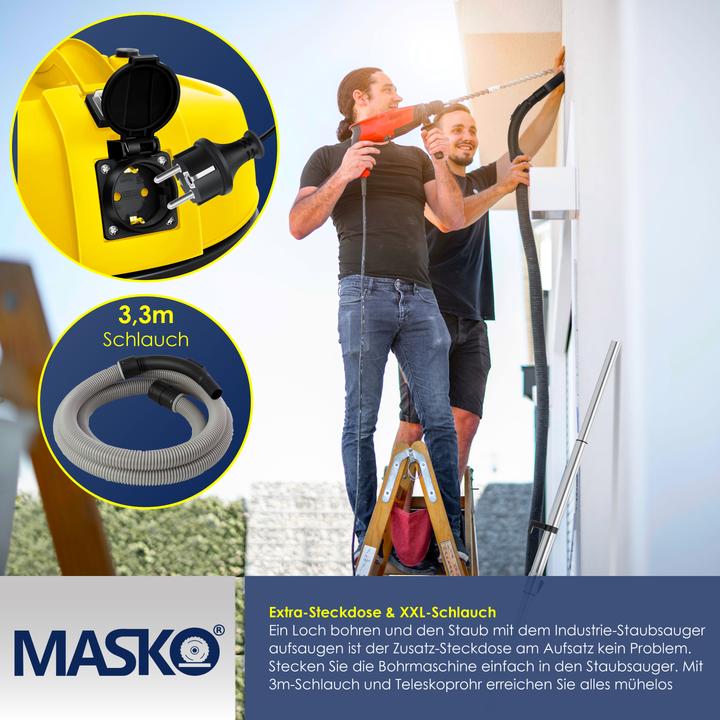 Image du produit Masko Aspirateur industriel 6IN1 Jaune (Aspirateur eau et poussière)