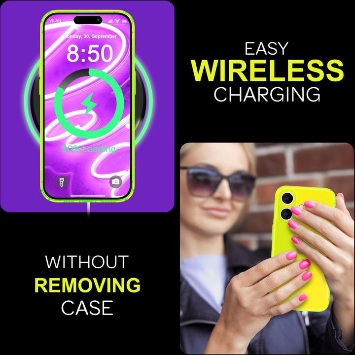 Immagine prodotto Nalia Copertura in silicone trasparente al neon (Apple iPhone 16)