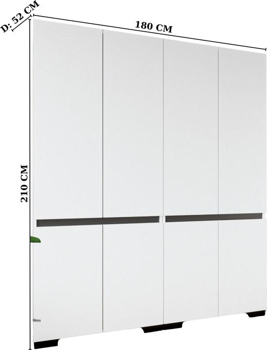 Image du produit Homitis Floransa 180 White Wardrobe (180 x 52 x 210 cm)