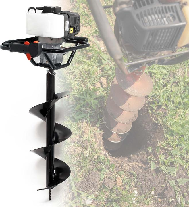 Produktbild Wiltec Erdlochbohrer Set 250mm Benzin 1,4kW 1,9 PS Pfahlbohrer Erdbohrer Erdbohrgerät