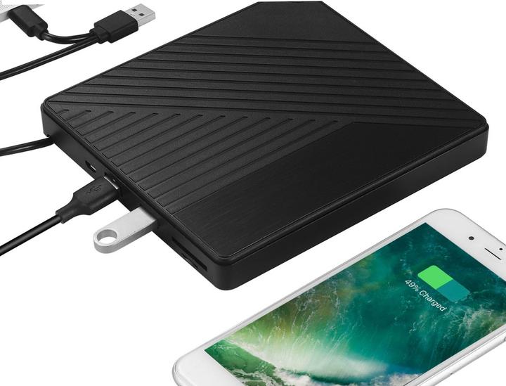 Image du produit Deltalabs Graveur externe Slim USB C/USB 3.0 Lecteur DVD-RW & SD/MicroSD Reader pour MacBook/ordinateur (Graveur de CD, Graveur de DVD)
