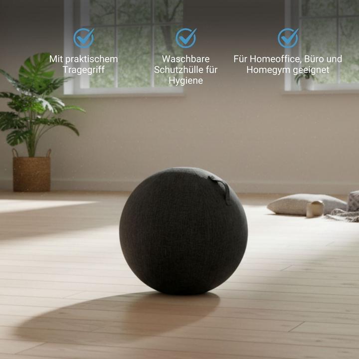 Produktbild Hermex Sitzball mit Schutzhülle Yoga-Ball Gymnastikball Fitnessball (65 cm)