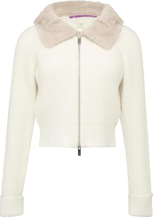 Actual product image S.Oliver Strickjacke Verkürzte Strickjacke mit Kragen in Pelzoptik (XXL)