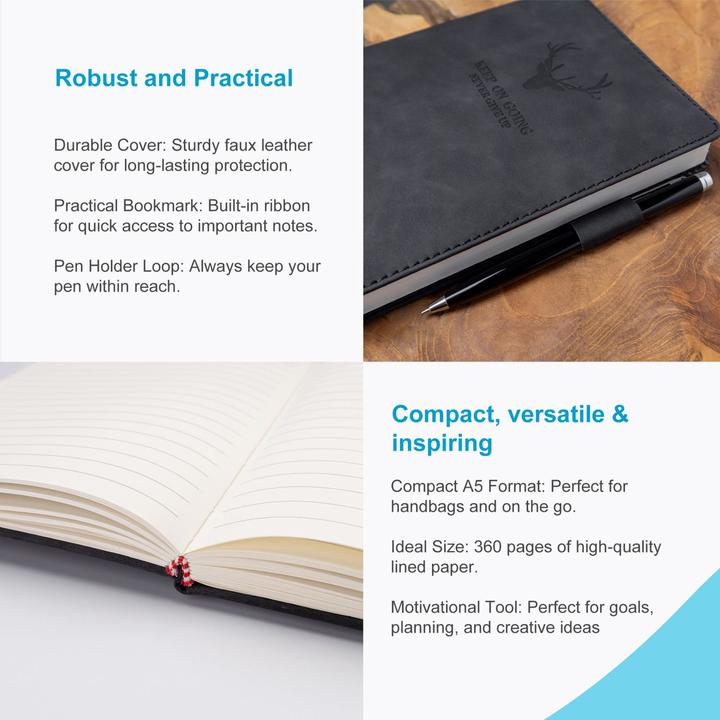 Produktbild Intirilife Notizbuch mit Stiftehalter (A5, Liniert, Harter Einband)