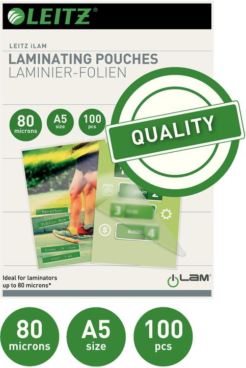 Image du produit Leitz Pochette de plastification en aluminium (A5, 100 pcs, 80 µm)