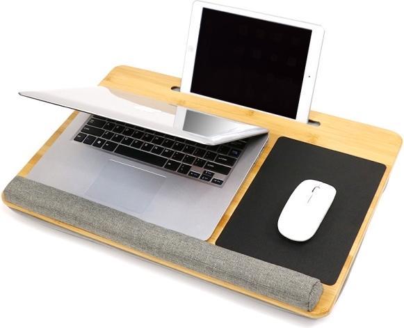 Twinco TWIN Bureau pour ordinateur portable avec coussinets souples en bambou 550x365x75 mm
