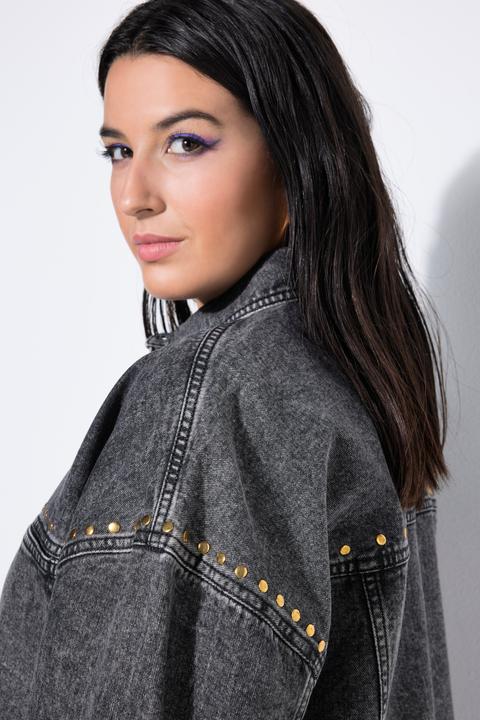 Immagine prodotto Studio Untold Camicia di jeans dal taglio oversize con stile vintage e rivetti decorativi (58, 60)