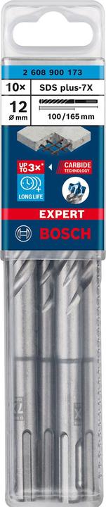 Image du produit Bosch Professional Zubehör Forets marteau EXPERT SDS plus-7X, 12 x 100 x 165 mm, 10 pcs. (12 millimètres)