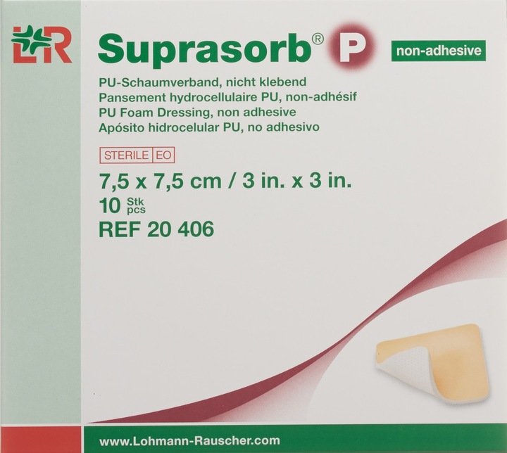 Actual product image Suprasorb Schaumverband 7.5x7.5cm nicht klebend (10 x)