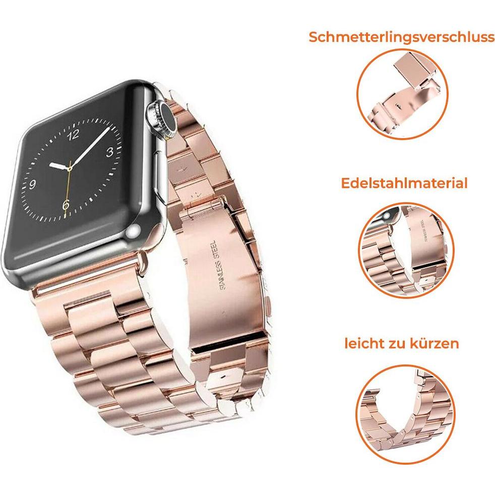 Thumbnail - Strap-it Armband (Stahl, Apple Watch), Uhrenarmband, Gold, Rosa
