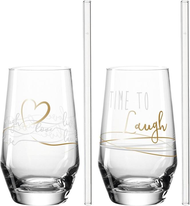 Leonardo Longdrinkglas Presente Laugh 365 ml, 2 Stück, Transparent (0.37 l, 2x)