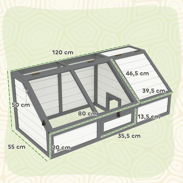Image du produit PawHut Schildkrötenhaus Tannenholz, Verzinkter Stahl Weiss