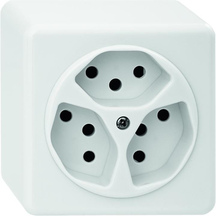 Actual product image Hager AP socket 3xT13, separately switched, ws