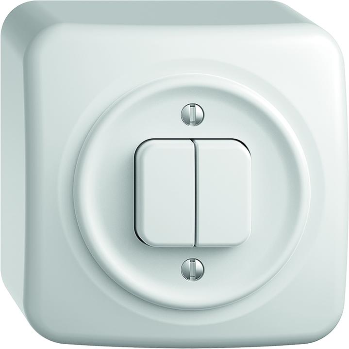 Actual product image Feller STANDARDdue AP double pushbutton switch unlit SCH1/3+3/1p white