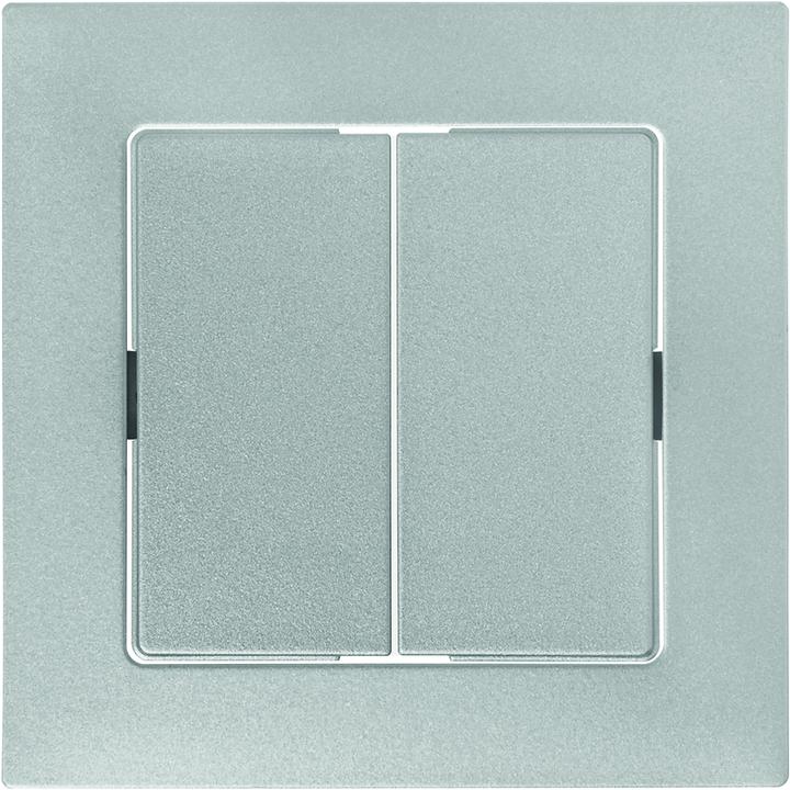 Produktbild Feller Abdeckset Doppel-Druckschalter silver