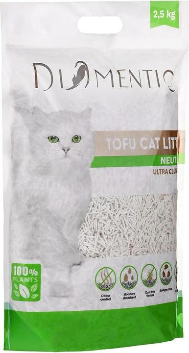 Produktbild Diamentiq Żwirek Tofu zbrylający 2 5 kg NATURALNY (Klumpend, 2.50 kg)