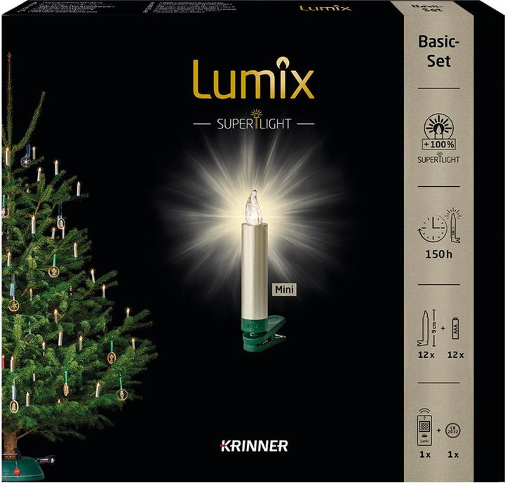 Image du produit Krinner Bougie de Noël à LED pour arbre de Noël - Ensemble de démarrage Superlight (12 x)