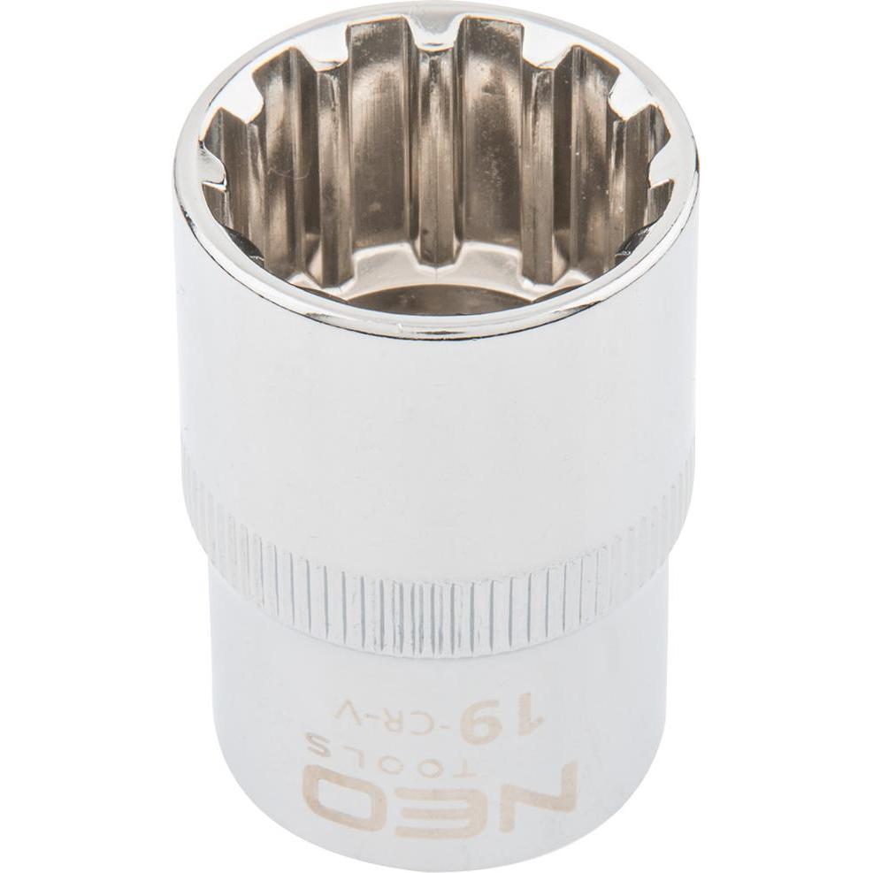 Neo, Chiave a bussola + esagonale, Spline socket 1/2", 19 mm
