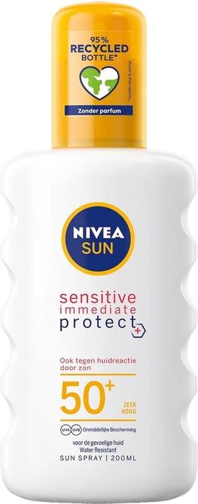 Actual product image NIVEA Sun Sensitive Immediate Protect Sun Spray SPF50 200ml (Sun spray, SPF 50, 200 ml)