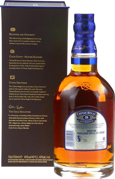 Immagine prodotto Chivas Regal 18 anni firma d'oro (Miscelato Whisky, Whisky scozzese, 1 x 70 cl)