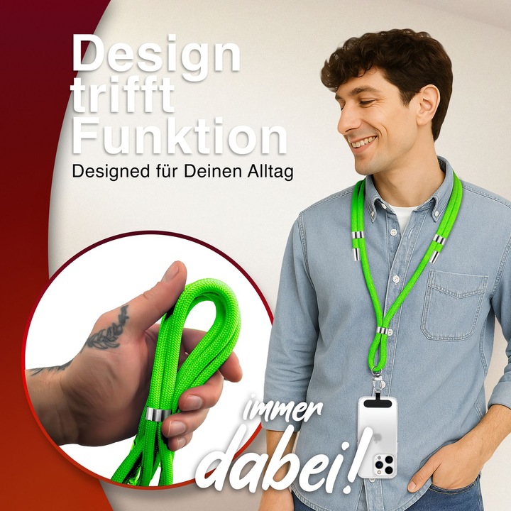 Produktbild Nalia HoldMe Lanyard Handykette – Universal Trageband für Smartphones - Verstellbar, Soft & Elastisch