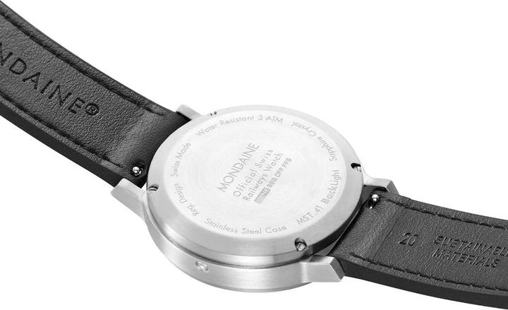 Image du produit Mondaine MST.4101B.LBV Stop2go Horloge - Horloge de gare - Saffierglas - Staal/Kunstleer - Zilver/Zwart - 41 (41 mm)