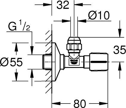Actual product image Grohe Angle valve 1/2" 22037DA0 warm sunset polished