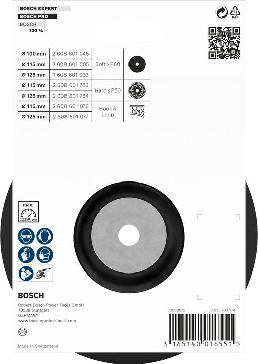 Actual product image Bosch Professional Zubehör PRO Backing Pad soft, 125 mm, M14, soft (P60)