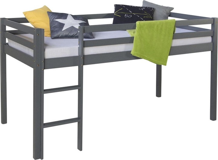 Image du produit Homestyle4u Lit surélevé Lit de jeu Lit d'enfant avec sommier à lattes, matelas, échelle et toboggan (90 x 200 cm)