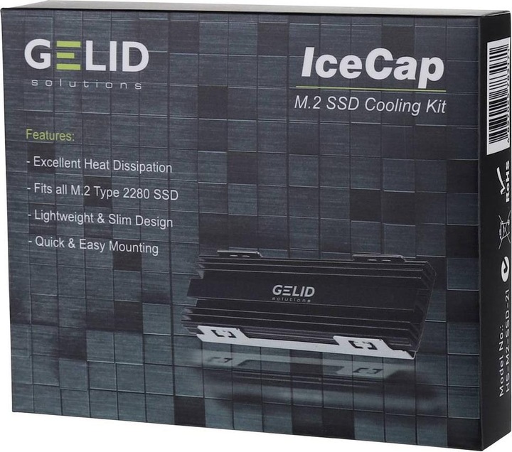 Actual product image Gelid HS-M2-SSD-21 IceCap M.2 SSD Cooling Kit Hard Drive Cooler