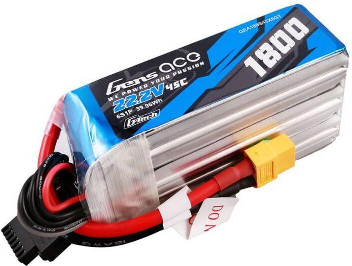 Produktbild Gens Ace G-Tech 1800mAh 22.2V 45C 6S1P Lipo Battery Pack with XT60 Plug (22.20 V, 1800 mAh)