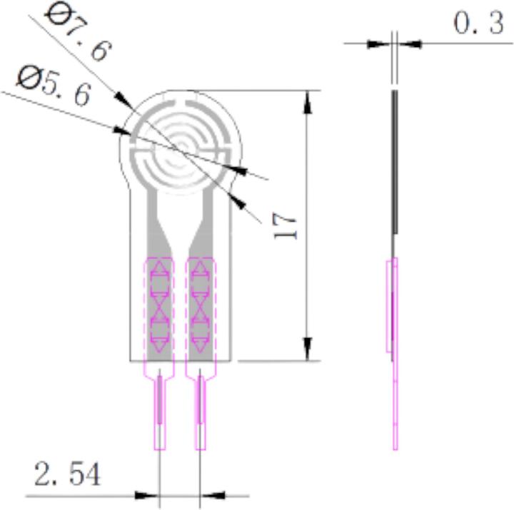 Produktbild DFRobot RP-C7.6-ST Dünnschicht-Drucksensor (FSR) 7.6x17mm
