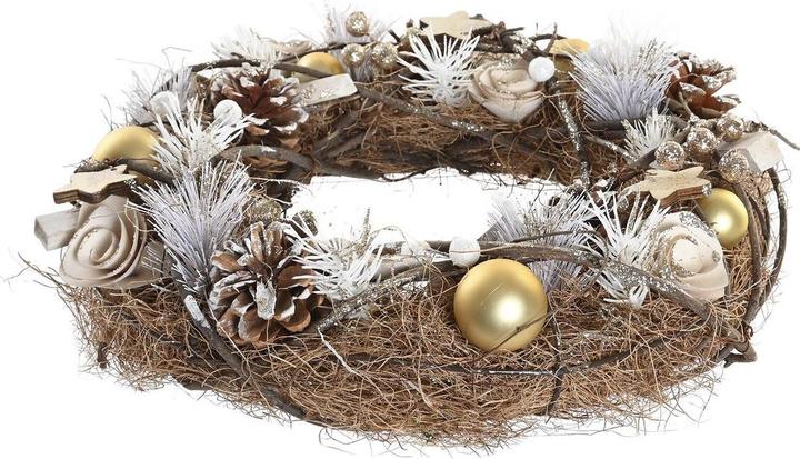 Produktbild DKD Home Decor Weihnachtskranz natürlich Gold Braun Ananas (34 x 34 x 8 cm)
