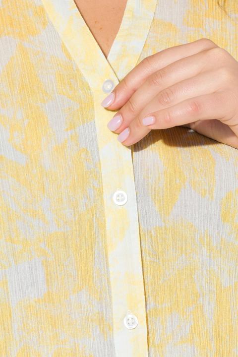 Actual product image Ulla Popken Floral Crepe Button Down Tunic Blouse (54)