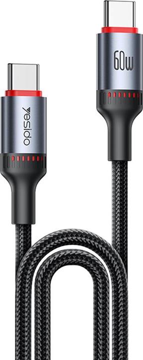 Actual product image Yesido USB-C to USB-C Cable CA183, 60W, 3A, 2m, Black (2 m, 60 W)