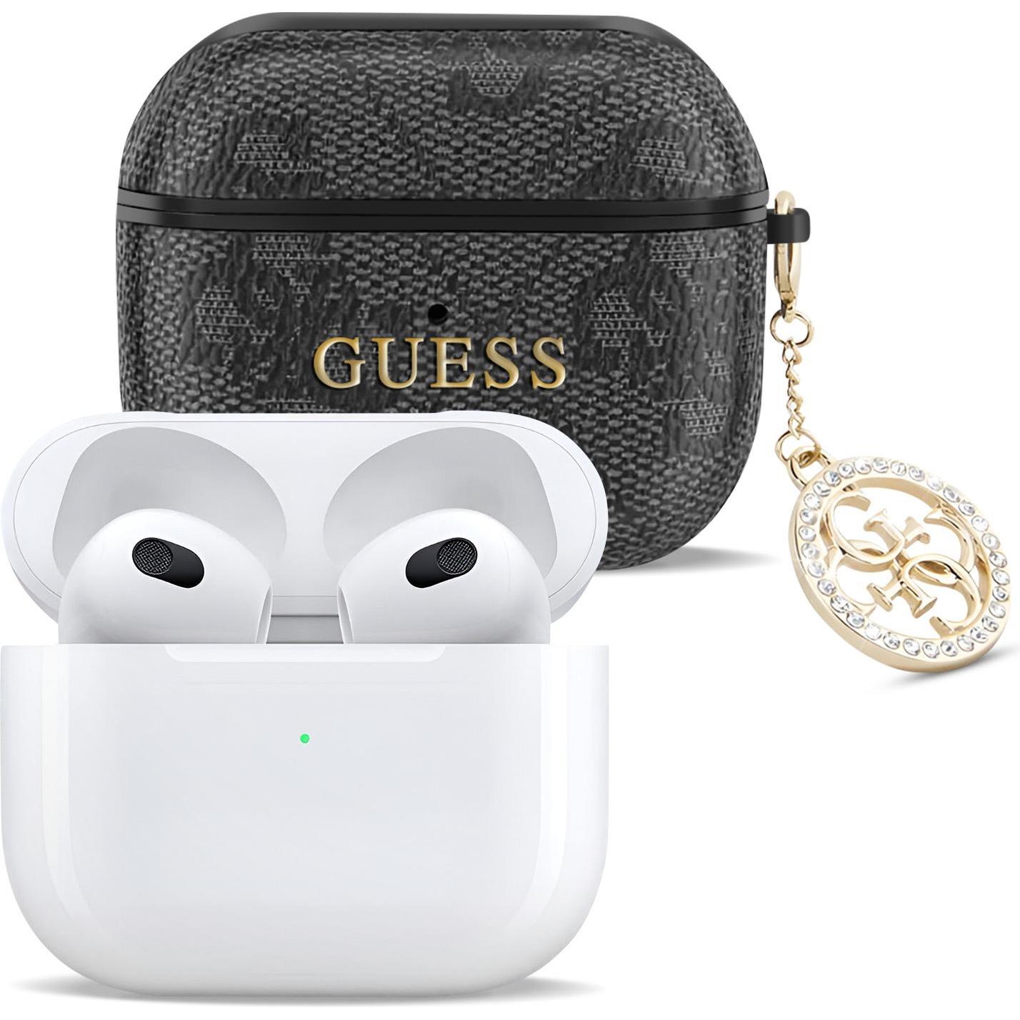 Thumbnail - Guess Cover für Airpods 3 4G Script mit glitzerndem Charm mit Strassverzierung (Kopfhörer Hülle), Kopfhörertasche + Schu...