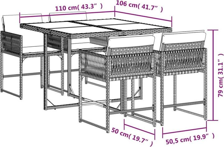Produktbild vidaXL Garten Essgruppe (110 x 106 x 73 cm)