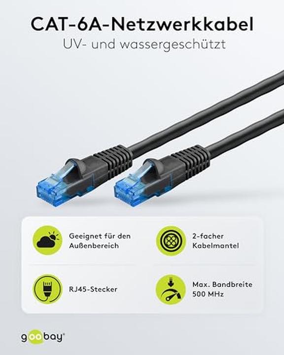 Image du produit Goobay CAT 6 câble patch outdoor, U/UTP, noir, 75 m (U/UTP, CAT6, 75 m)