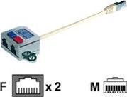Produktbild Tecline Cable Sharing Adapter, Cat 5, 2x Ethernet Zum Anschluss von 2 Ethernet-Komponenten über eine Leitung (CAT5, 0.25 m)