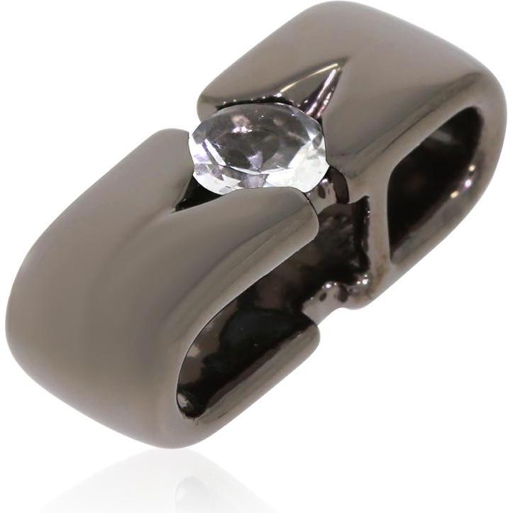 Xen, Kettenanhänger, Anhänger mit 5 mm Bergkristall ca. 0,5 ct. Black Rhodium, (925 Sterling Silber)