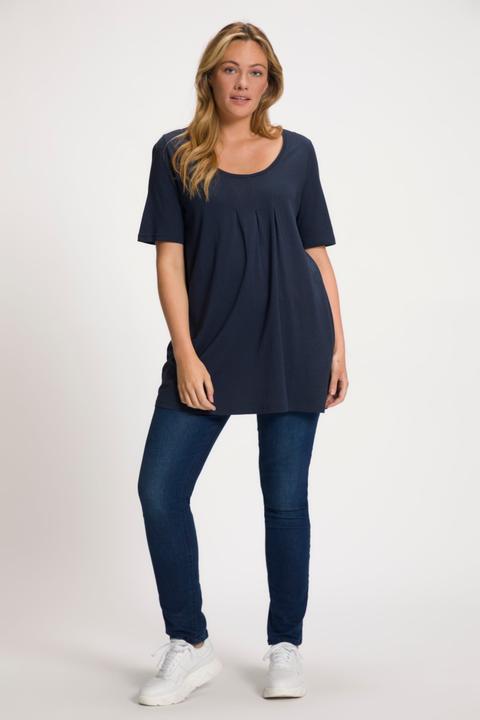 Produktbild Ulla Popken T-Shirt, Zierfalten, A-Linie, Rundhals, Halbarm, Modal (54)