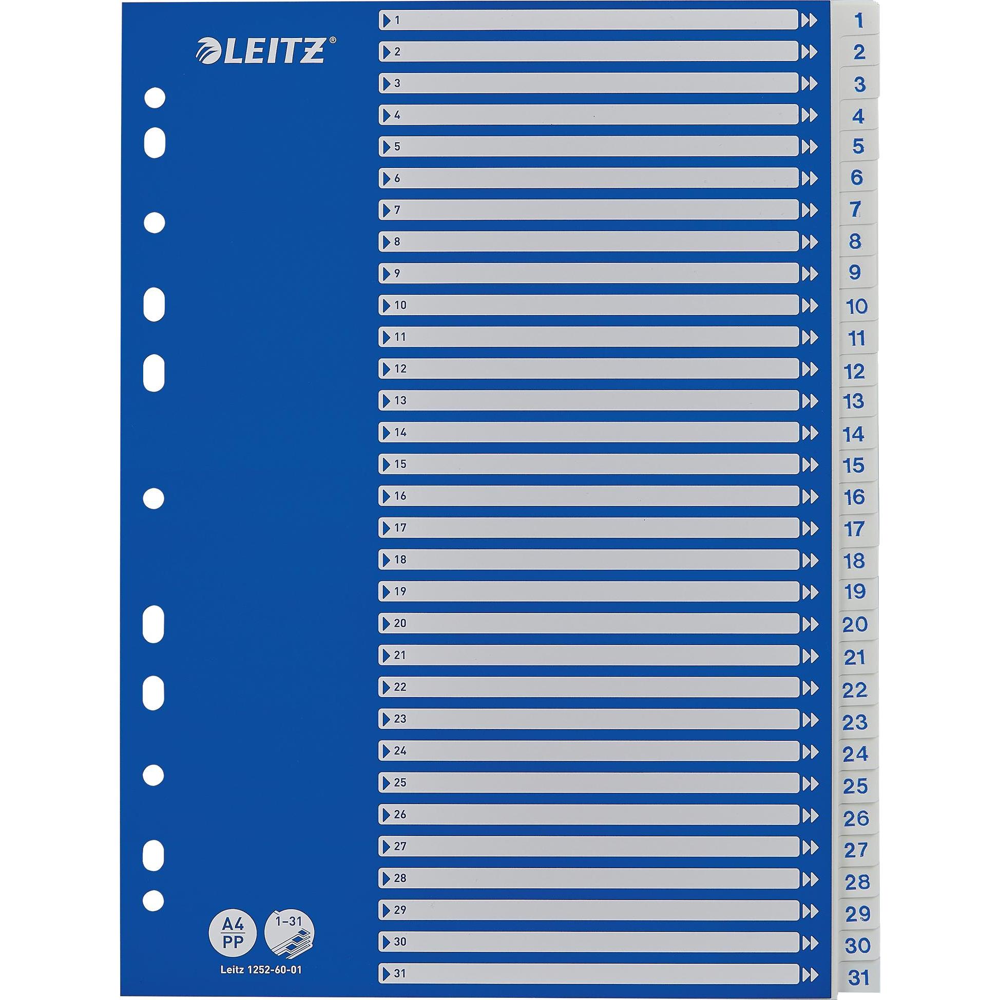 4x Leitz, Ordner Zubehör, PP-Register mit blauem Deckblatt, diverse Ausführungen, einzeln